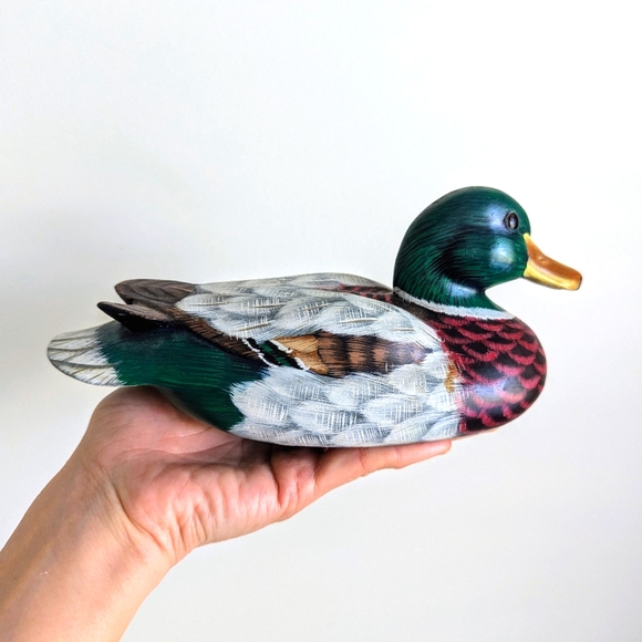 Vintage 8.5" Small Scale Hand Painted Mallard Duck Figurine Collector Decoy Hunt - Picture 2 of 9